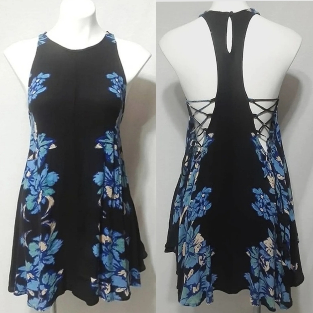 Free People Paint The Sun Boho Floral Slip Mini Dress XS Lightweight Summer
